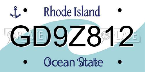GD9Z812 Rhode Island License Plate