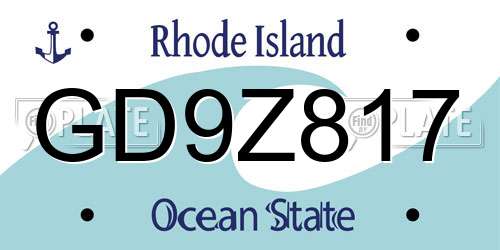GD9Z817 Rhode Island License Plate