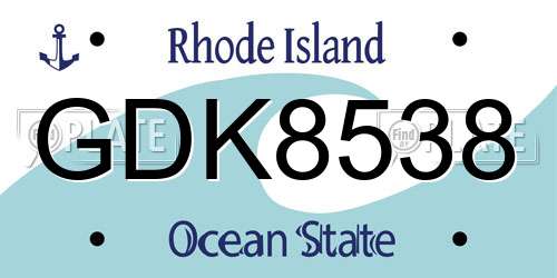 GDK8538 Rhode Island License Plate