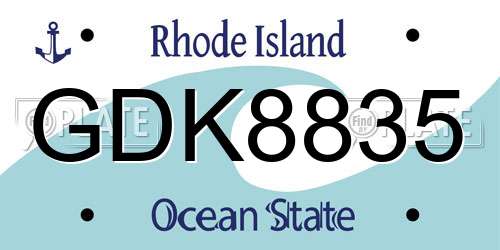 GDK8835 Rhode Island License Plate