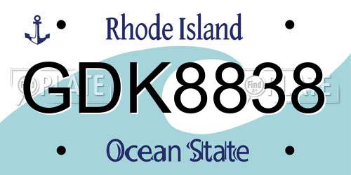 GDK8838 Rhode Island License Plate