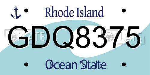 GDQ8375 Rhode Island License Plate