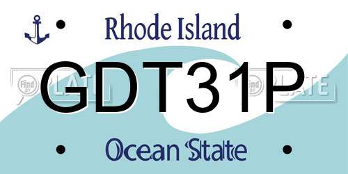 GDT31P Rhode Island License Plate