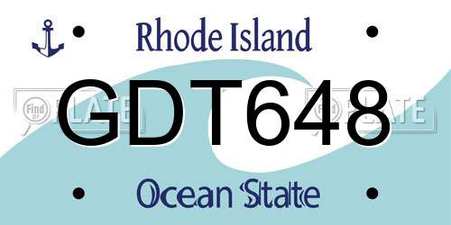 GDT648 Rhode Island License Plate