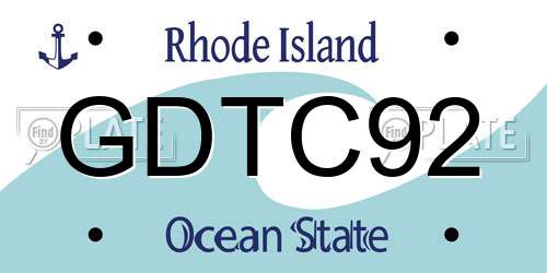 GDTC92 Rhode Island License Plate