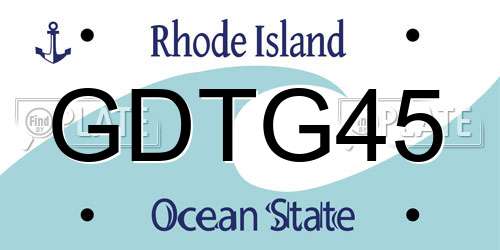 GDTG45 Rhode Island License Plate