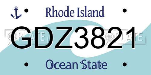 GDZ3821 Rhode Island License Plate
