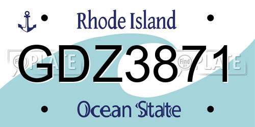 GDZ3871 Rhode Island License Plate