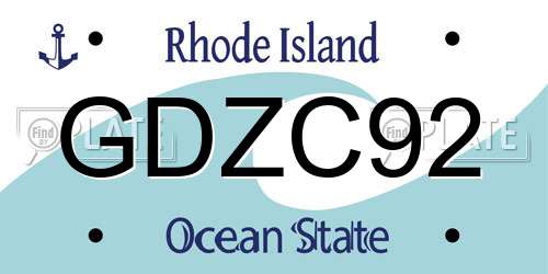 GDZC92 Rhode Island License Plate