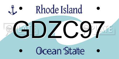 GDZC97 Rhode Island License Plate