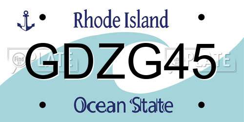 GDZG45 Rhode Island License Plate