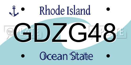 GDZG48 Rhode Island License Plate