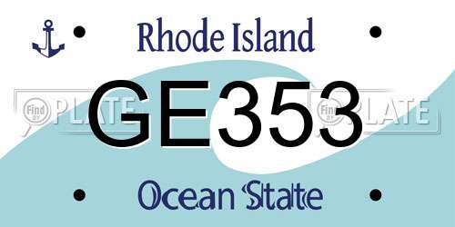GE353 Rhode Island License Plate