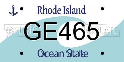 GE465 Rhode Island License Plate