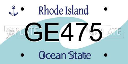 GE475 Rhode Island License Plate
