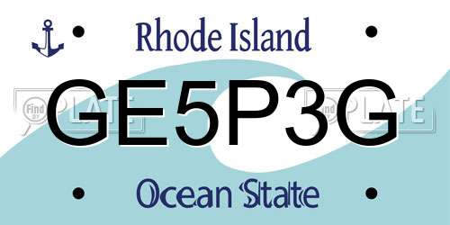 GE5P3G Rhode Island License Plate