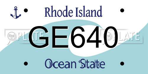 GE640 Rhode Island License Plate