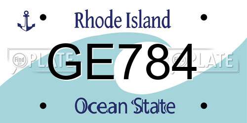 GE784 Rhode Island License Plate