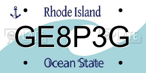 GE8P3G Rhode Island License Plate