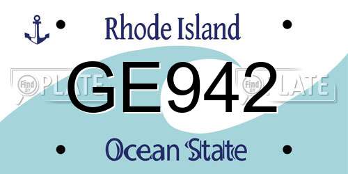 GE942 Rhode Island License Plate