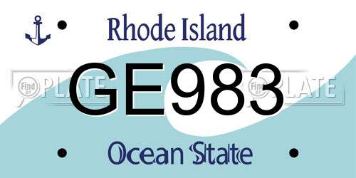 GE983 Rhode Island License Plate
