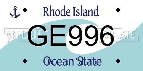 GE996 Rhode Island License Plate