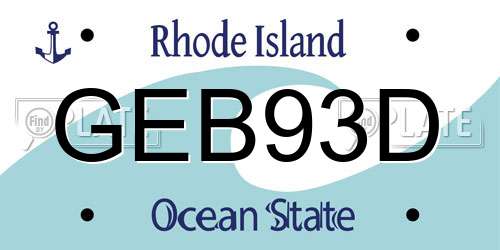 GEB93D Rhode Island License Plate