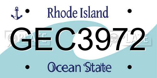 GEC3972 Rhode Island License Plate