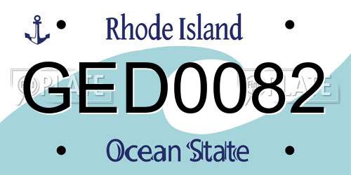 GED0082 Rhode Island License Plate