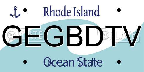 GEGBDTV Rhode Island License Plate