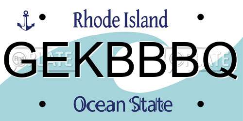 GEKBBBQ Rhode Island License Plate