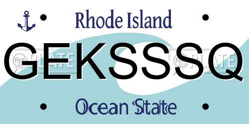 GEKSSSQ Rhode Island License Plate