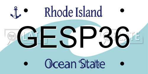 GESP36 Rhode Island License Plate