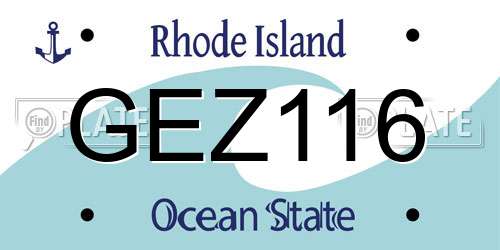 GEZ116 Rhode Island License Plate