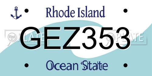 GEZ353 Rhode Island License Plate