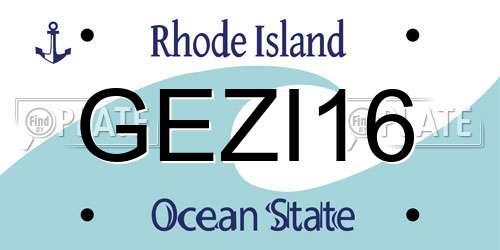 GEZI16 Rhode Island License Plate