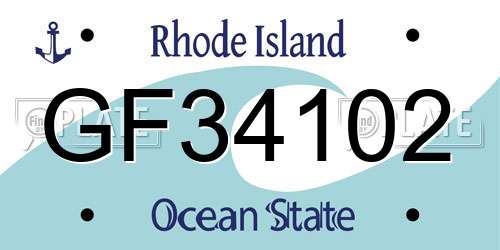 GF34102 Rhode Island License Plate