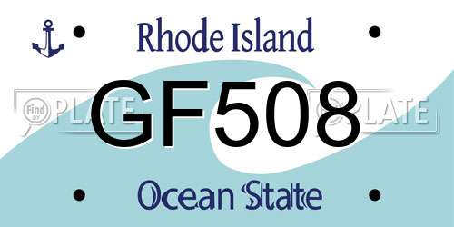 GF508 Rhode Island License Plate