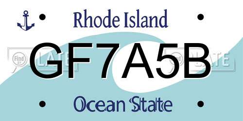 GF7A5B Rhode Island License Plate