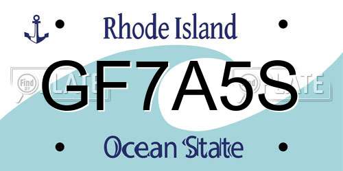 GF7A5S Rhode Island License Plate
