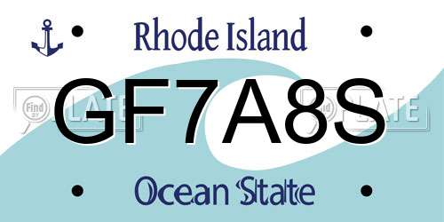 GF7A8S Rhode Island License Plate