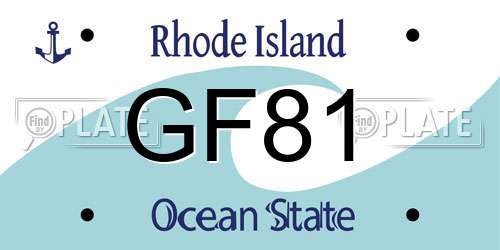 GF81 Rhode Island License Plate