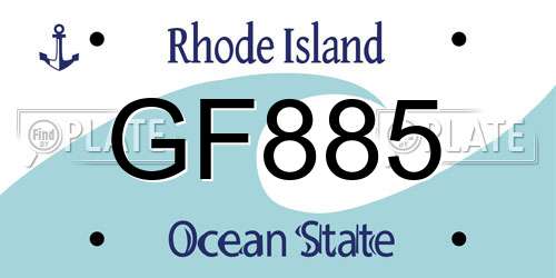 GF885 Rhode Island License Plate