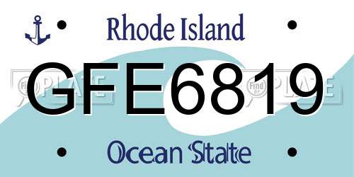 GFE6819 Rhode Island License Plate
