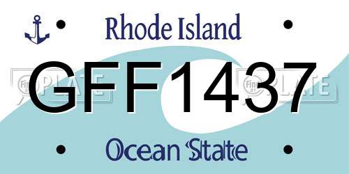 GFF1437 Rhode Island License Plate