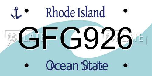 GFG926 Rhode Island License Plate