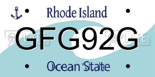 GFG92G Rhode Island License Plate