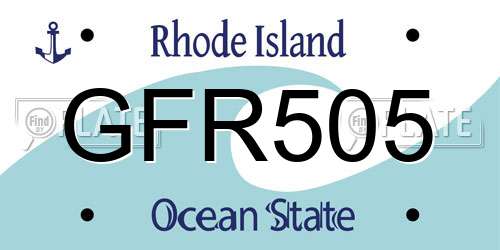 GFR505 Rhode Island License Plate