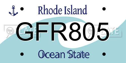 GFR805 Rhode Island License Plate