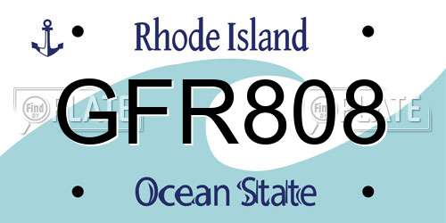 GFR808 Rhode Island License Plate